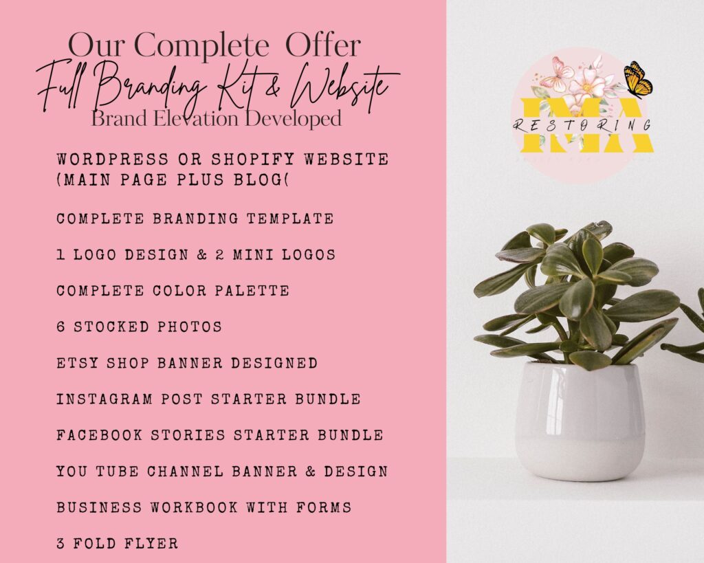 Full branding kit and website design for Mom blog momprenuers and small business owners 